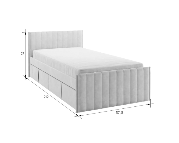 Кровать с ящиками Твикс 900 галька (велюр)