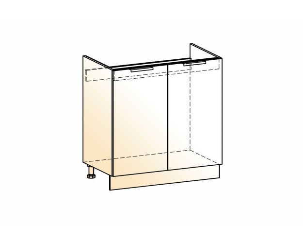 Стоун Шкаф рабочий под мойку L800 (2 дв. гл.) (белый/изумруд софттач)