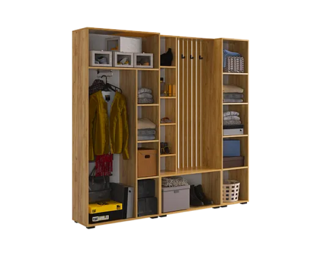 Прихожая Бери К9 дуб крафт золотой / белое дерево