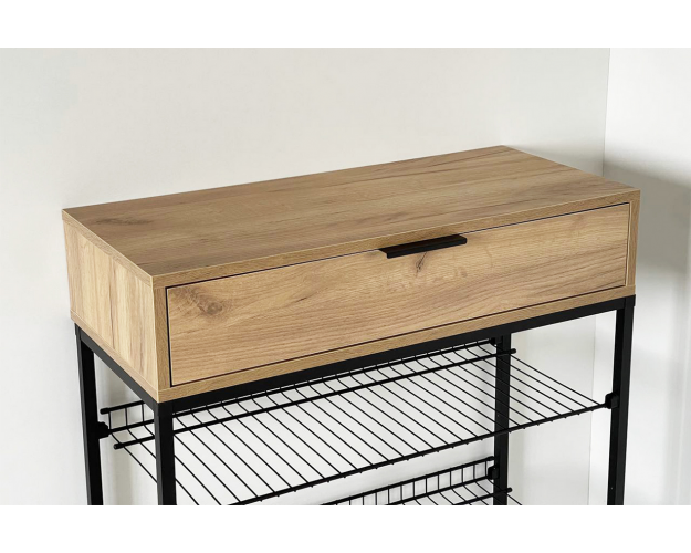 Обувница Краш черный муар / дуб крафт золотой