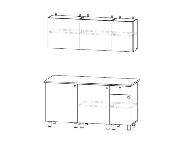 Кухонный гарнитур "КГ - 1(1600)" Белый / Белый / Цемент светлый / Антарес