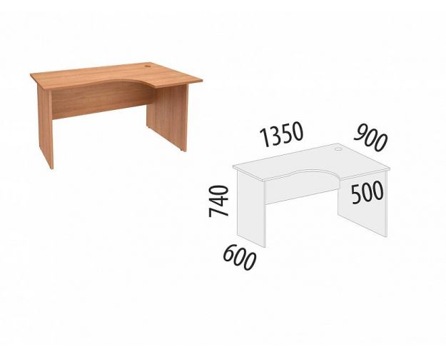 ОфСтол эргономичный правый 1350 АЛЬФА 61.61 Ольха