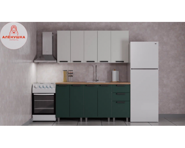 Кухонный гарнитур Лаванда 1.6 керамика / изумруд