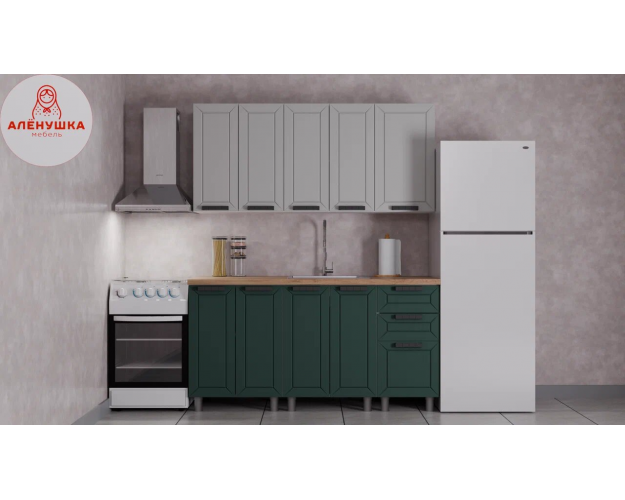 Кухонный гарнитур Лилия 1.6 керамика / изумруд